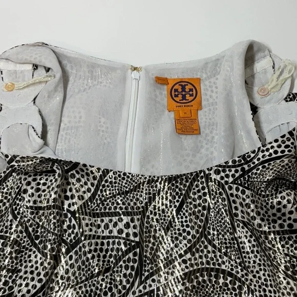 Tory Burch Silk Blend Jaquard Sleeveless Sheath Dress Metallic Size 12 - Picture 7 of 11